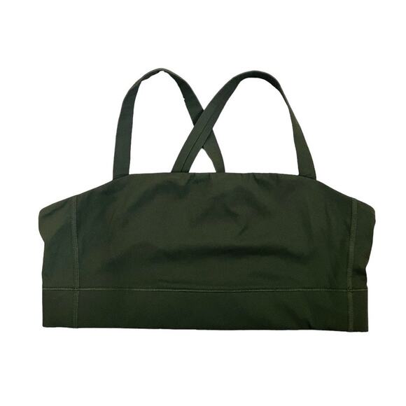 Everlane Perform Dark Green Sports Bra Racer Back Large - Picture 1 of 4